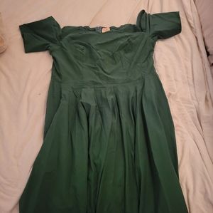 Green off shoulder dress